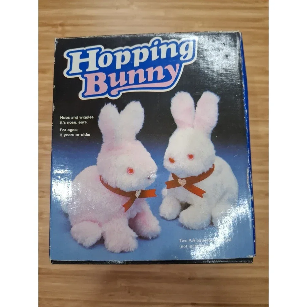 Vtg 1980s Hopping Bunny with Box! Battery Operated Animated Pink non-working
